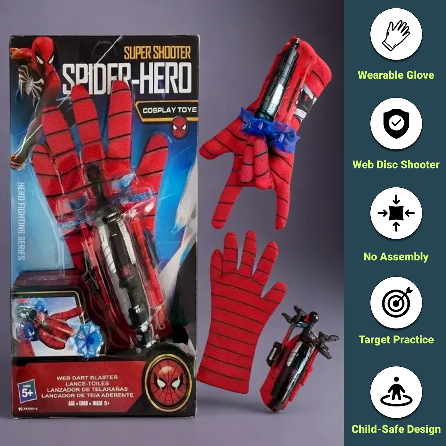 ToyToise Spider Hero Super Shooter – Unleash Superhero Fun! (Ages 3+, Red)