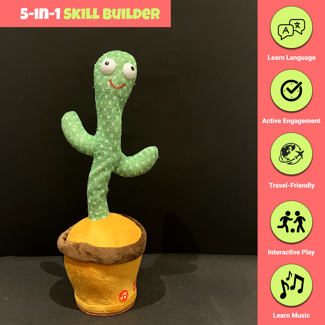 ToyToise Talking Cactus – Interactive Dancing, Singing, & Talking Toy (Ages 3+, Multicolor)