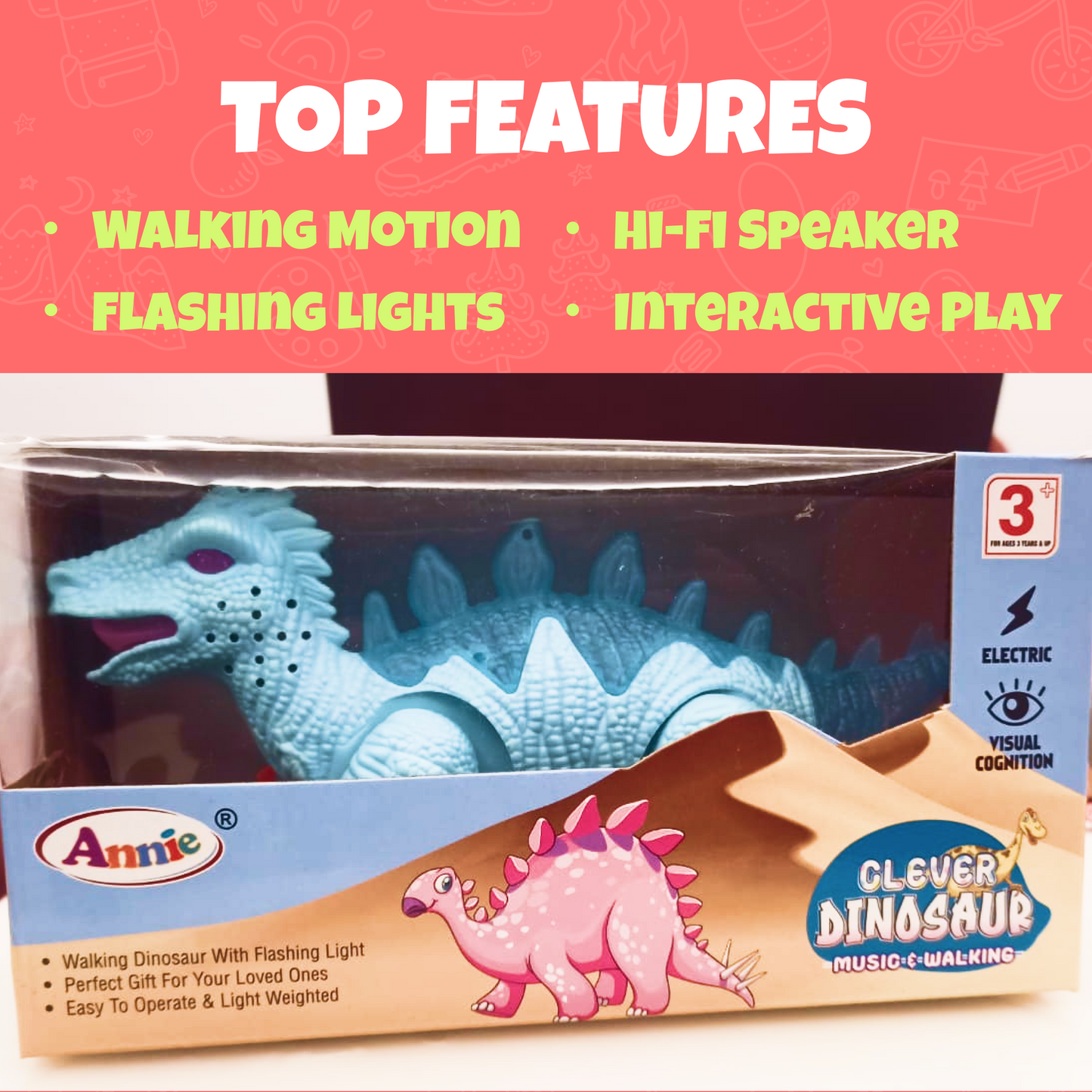 Toytoise Electric Pet Dinosaur – Walk, Dance & Light Up Playtime! 🦖✨🎵