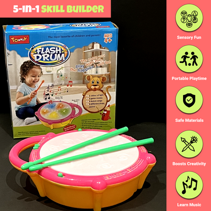 ToyToise Flash Drum – Musical Fun with Flashing Lights (Ages 4+ Years)