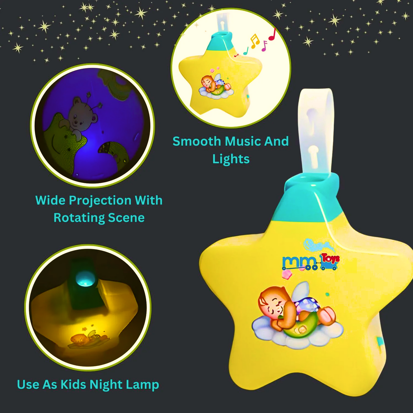 Toytoise Sleeping Star LED Projector – A Magical Night Light & Soothing Music for Sweet Dreams! 🌙✨