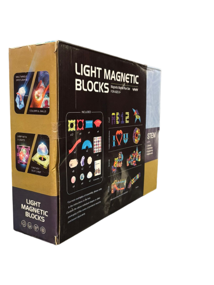 ToyToise Light Magnetic Blocks – 49-Piece Magnetic Building Set with Marble Run Adventure