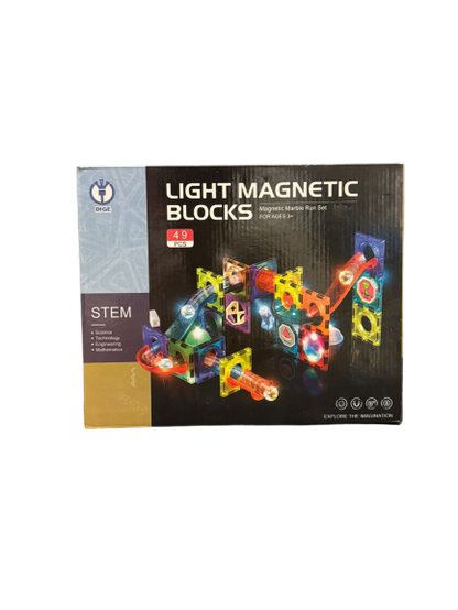 ToyToise Light Magnetic Blocks – 49-Piece Magnetic Building Set with Marble Run Adventure