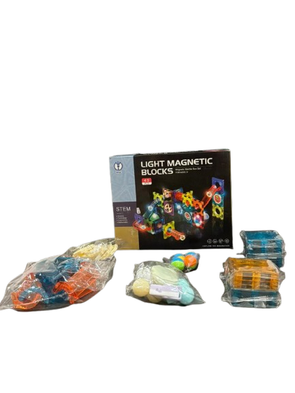 ToyToise Light Magnetic Blocks – 49-Piece Magnetic Building Set with Marble Run Adventure